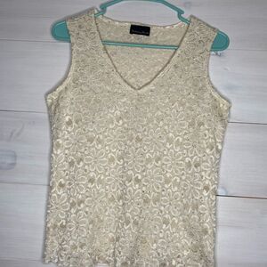 Brittany Black Women’s Size Small Cream Lace Sleeveless Top